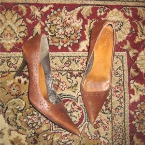 Leather tan Classic Pointed-Toe Brown Leather Pumps